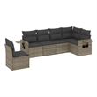 Afuera Living Contemporary 6 Piece Poly Rattan Sofa Set in Gray