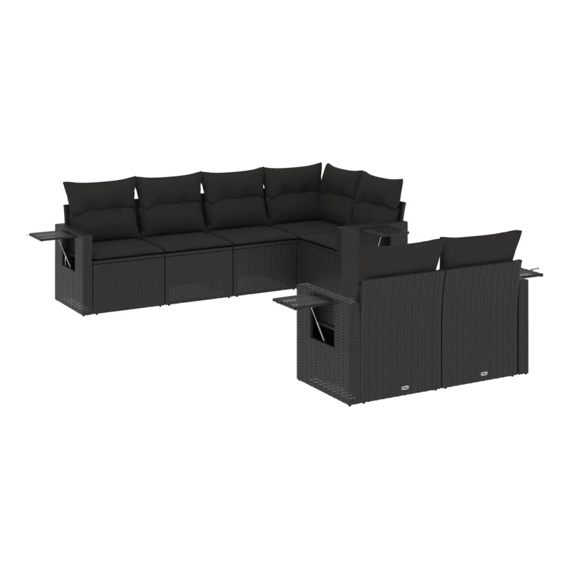 Afuera Living Contemporary 7 Piece Poly Rattan Sofa Set in Black