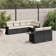 Afuera Living Contemporary 7 Piece Poly Rattan Sofa Set in Black/Cream