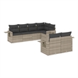 Afuera Living Contemporary 7 Piece Poly Rattan Sofa Set in Gray