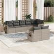 Afuera Living Contemporary 8 Piece Poly Rattan Large Sofa Set in Gray