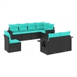 Afuera Living Contemporary 8 Piece Poly Rattan Patio Sofa Set in Black