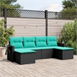 Afuera Living 6 Piece Poly Rattan Patio Sofa Set in Black/Blue