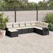 Afuera Living Contemporary 8 Piece Poly Rattan Sofa Set in Black/Cream
