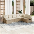 Afuera Living Contemporary 8 Piece Poly Rattan Large Sofa Set in Beige