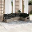 Afuera Living Contemporary 8 Piece Poly Rattan Large Sofa Set in Gray