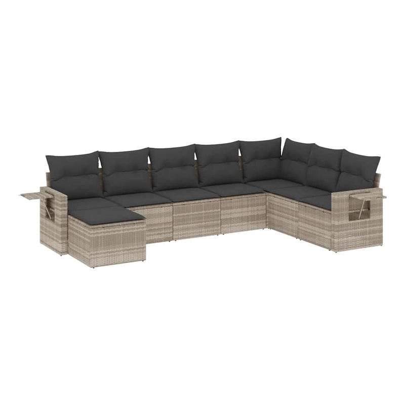 Afuera Living Contemporary 8 Piece Poly Rattan Large Sofa Set in Gray
