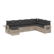 Afuera Living Contemporary 8 Piece Poly Rattan Large Sofa Set in Gray