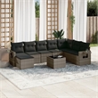 Afuera Living Contemporary 9 Piece Poly Rattan Sofa Set in Gray