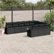 Afuera Living Contemporary 10 Piece Poly Rattan Sofa Set in Black