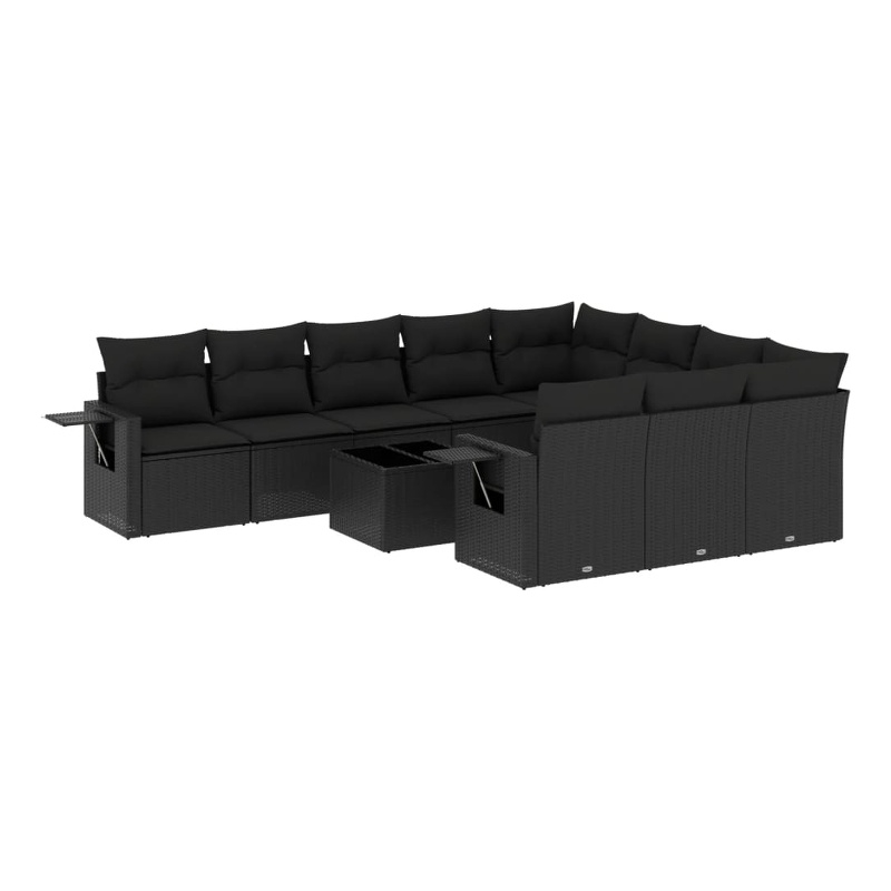 Afuera Living Contemporary 11 Piece Poly Rattan Sofa Set in Black