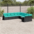 Afuera Living Contemporary 10 Piece Poly Rattan Patio Sofa Set in Black