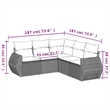 Afuera Living Contemporary 5 Piece Poly Rattan Large Sofa Set in Gray