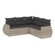 Afuera Living Contemporary 5 Piece Poly Rattan Large Sofa Set in Gray
