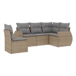 Afuera Living Contemporary 5 Piece Poly Rattan Medium Sofa Set in Beige