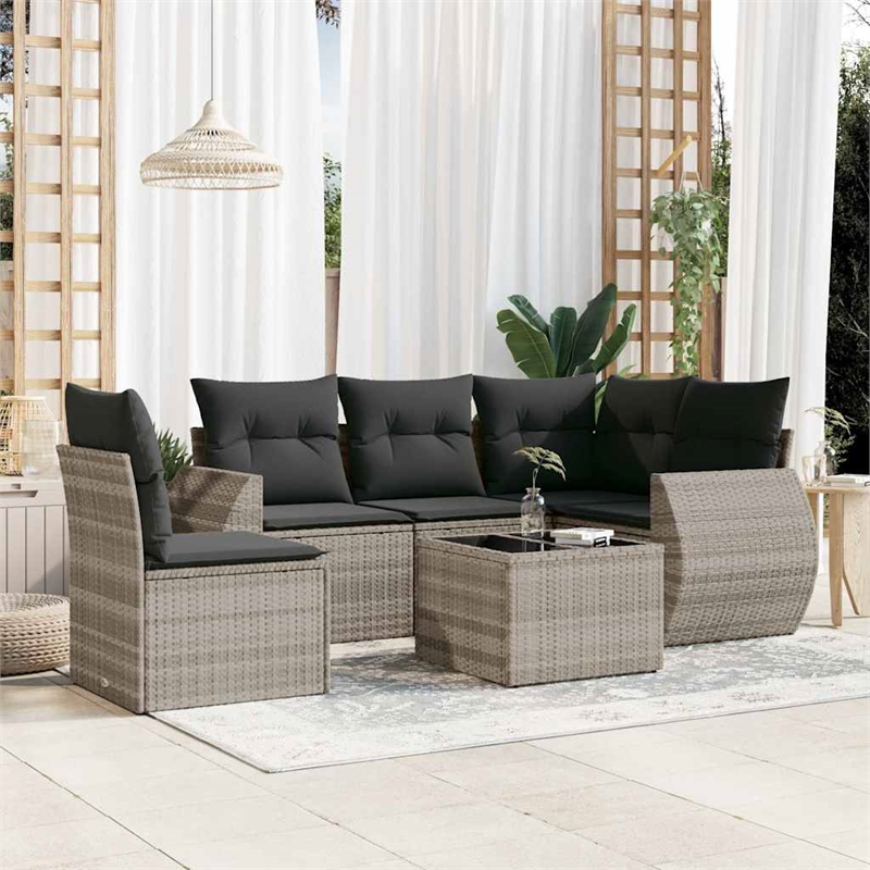Afuera Living 6 Piece Poly Rattan Sofa Set in Gray/Anthracite