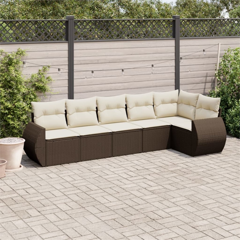Afuera Living Contemporary 6 Piece Poly Rattan Sofa Set in Brown