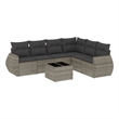 Afuera Living Contemporary Synthetic Poly Rattan 7 Piece Sofa Set in Gray