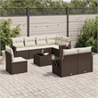 Afuera Living Contemporary Synthetic Poly Rattan Sofa Set in Brown/Cream