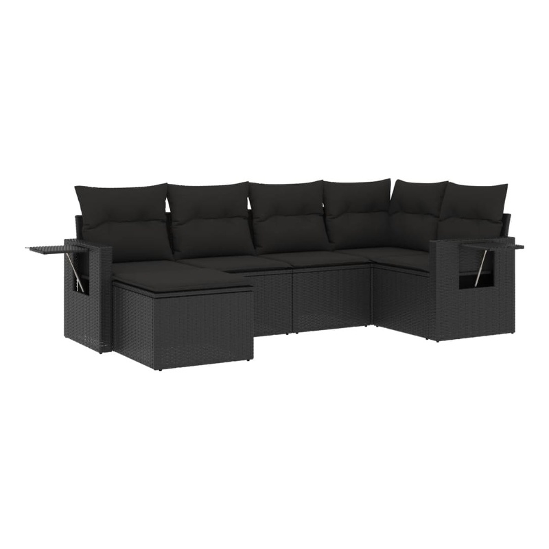 Afuera Living Contemporary 6 Piece Poly Rattan Sofa Set in Black