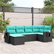 Afuera Living 6 Piece Poly Rattan Patio Sofa Set in Black/Blue