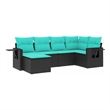 Afuera Living 6 Piece Poly Rattan Patio Sofa Set in Black/Blue