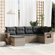 Afuera Living Contemporary 6 Piece Poly Rattan Sofa Set in Gray