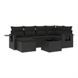 Afuera Living Contemporary 7 Piece Poly Rattan Sofa Set in Black
