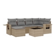 Afuera Living Contemporary 7 Piece Poly Rattan Sofa Set in Beige