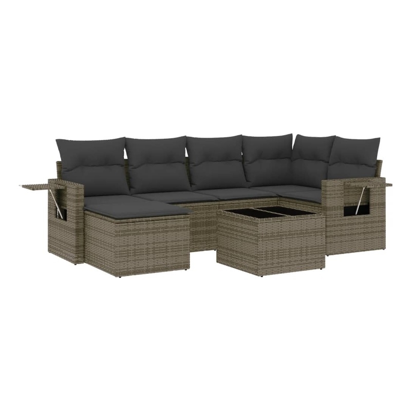 Afuera Living Contemporary 7 Piece Poly Rattan Sofa Set in Gray
