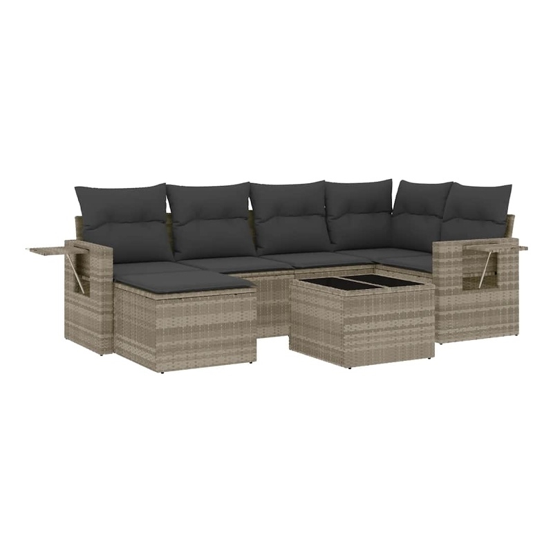 Afuera Living Contemporary 7 Piece Poly Rattan Sofa Set in Gray