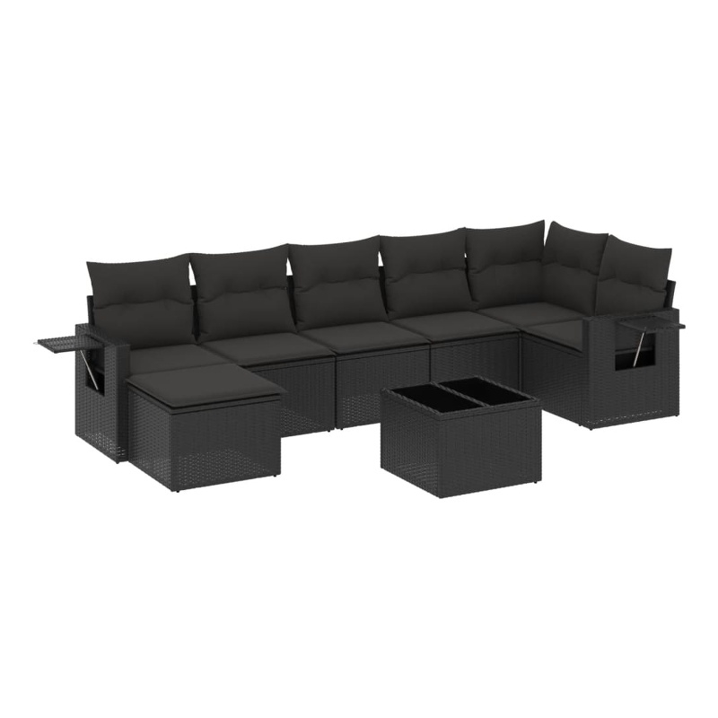 Afuera Living Contemporary 8 Piece Poly Rattan Sofa Set in Black