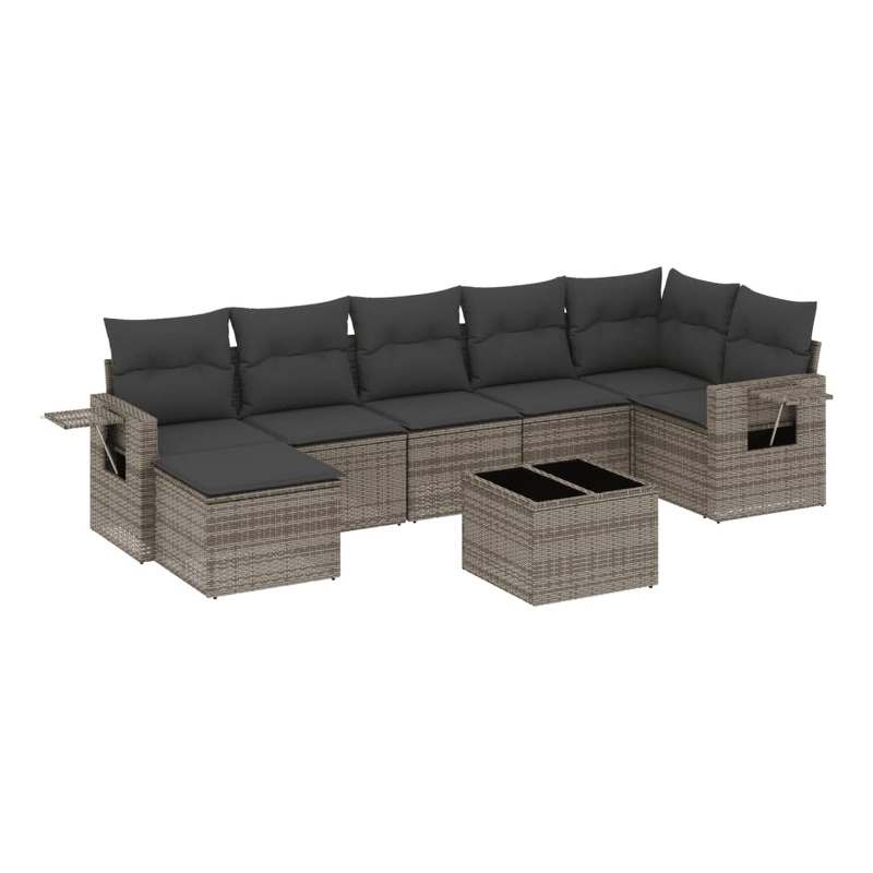 Afuera Living Contemporary 8 Piece Poly Rattan Sofa Set in Gray