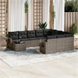 Afuera Living Contemporary 11 Piece Poly Rattan Large Sofa Set in Gray