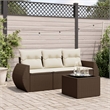 Afuera Living Contemporary Synthetic Poly Rattan Sofa Set in Brown/Cream