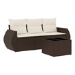 Afuera Living Contemporary Synthetic Poly Rattan Sofa Set in Brown/Cream