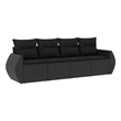 Afuera Living Contemporary Synthetic Poly Rattan 4 Piece Sofa Set in Black