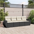 Afuera Living Contemporary 4 Piece Poly Rattan Sofa Set in Black