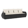 Afuera Living Contemporary 4 Piece Poly Rattan Sofa Set in Black