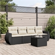 Afuera Living Contemporary 5 Piece Poly Rattan Sofa Set in Black/Cream
