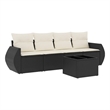 Afuera Living Contemporary 5 Piece Poly Rattan Sofa Set in Black/Cream