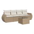 Afuera Living Contemporary 5 Piece Poly Rattan Sofa Set in Beige