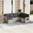 Afuera Living Contemporary 7 Piece Poly Rattan Sofa Set in Gray