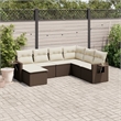 Afuera Living Contemporary Synthetic Poly Rattan 7 Piece Sofa Set in Brown/Cream