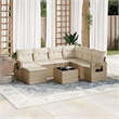 Afuera Living Contemporary 8 Piece Poly Rattan Sofa Set in Beige