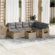 Afuera Living Contemporary Synthetic Poly Rattan 8 Piece Sofa Set in Gray/Beige