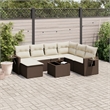 Afuera Living Contemporary 8 Piece Poly Rattan Sofa Set in Brown/Cream