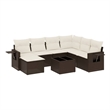 Afuera Living Contemporary 8 Piece Poly Rattan Sofa Set in Brown/Cream