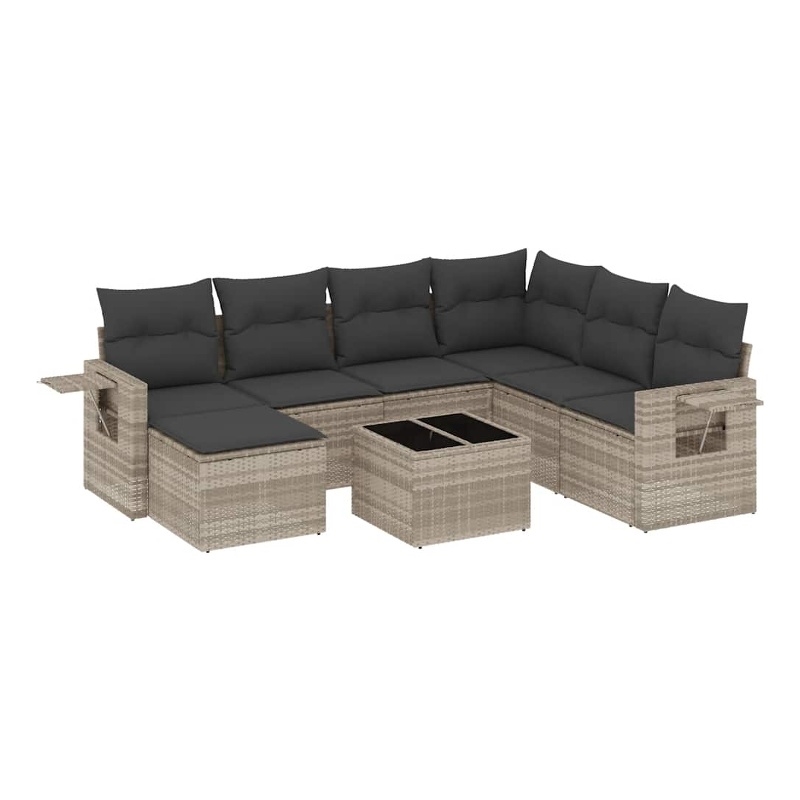 Afuera Living Contemporary Synthetic Poly Rattan 8 Piece  Sofa Set in Gray