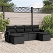 Afuera Living Contemporary 6 Piece Poly Rattan Large Sofa Set in Black